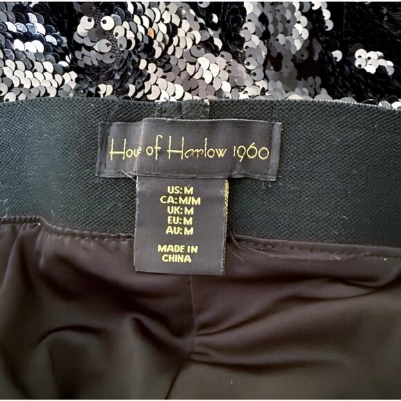 House of Harlow Sequin Black Straight Leg Pants Party Holiday Size M - Picture 4 of 6